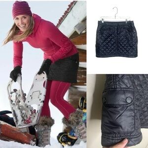 Athleta Snow Stomper Grey 10 Quilted Puffer Insulated Mini Skirt Skiing Winter